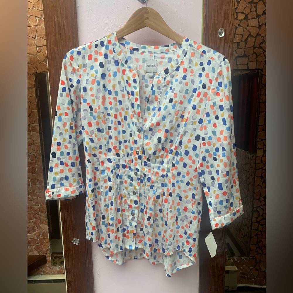 NIC+ZOE Multicolor Abstract Print Blouse